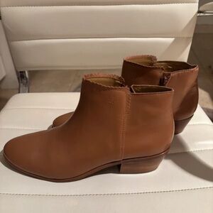 Jack Rogers Tan Leather Scalloped Ankle Booties